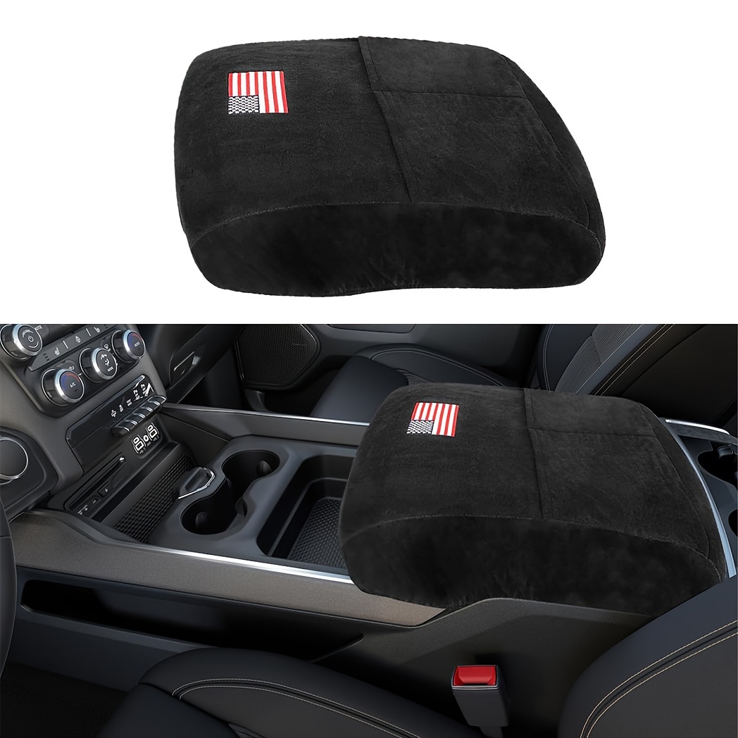 Image of 1pc Us Flag Center Console Cover Fits For 2013-2023 1500 2500 3500 Middle Console Armrest Cover With Pocket Comfortable Scratch- Velvet Cover