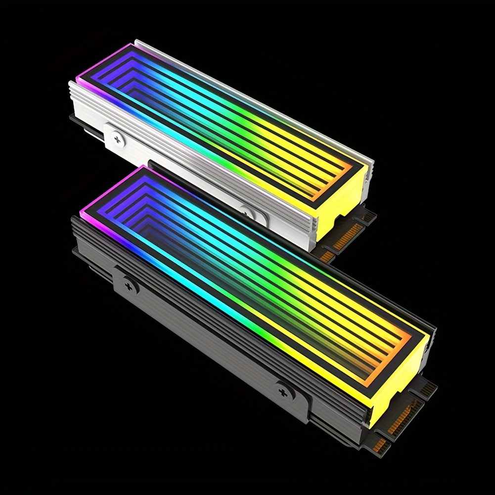 argb aura sync m 2   cooling vest aluminum heatsink for 2280 solid state drives rgb lighting   heat dissipation   for pc builds details 7