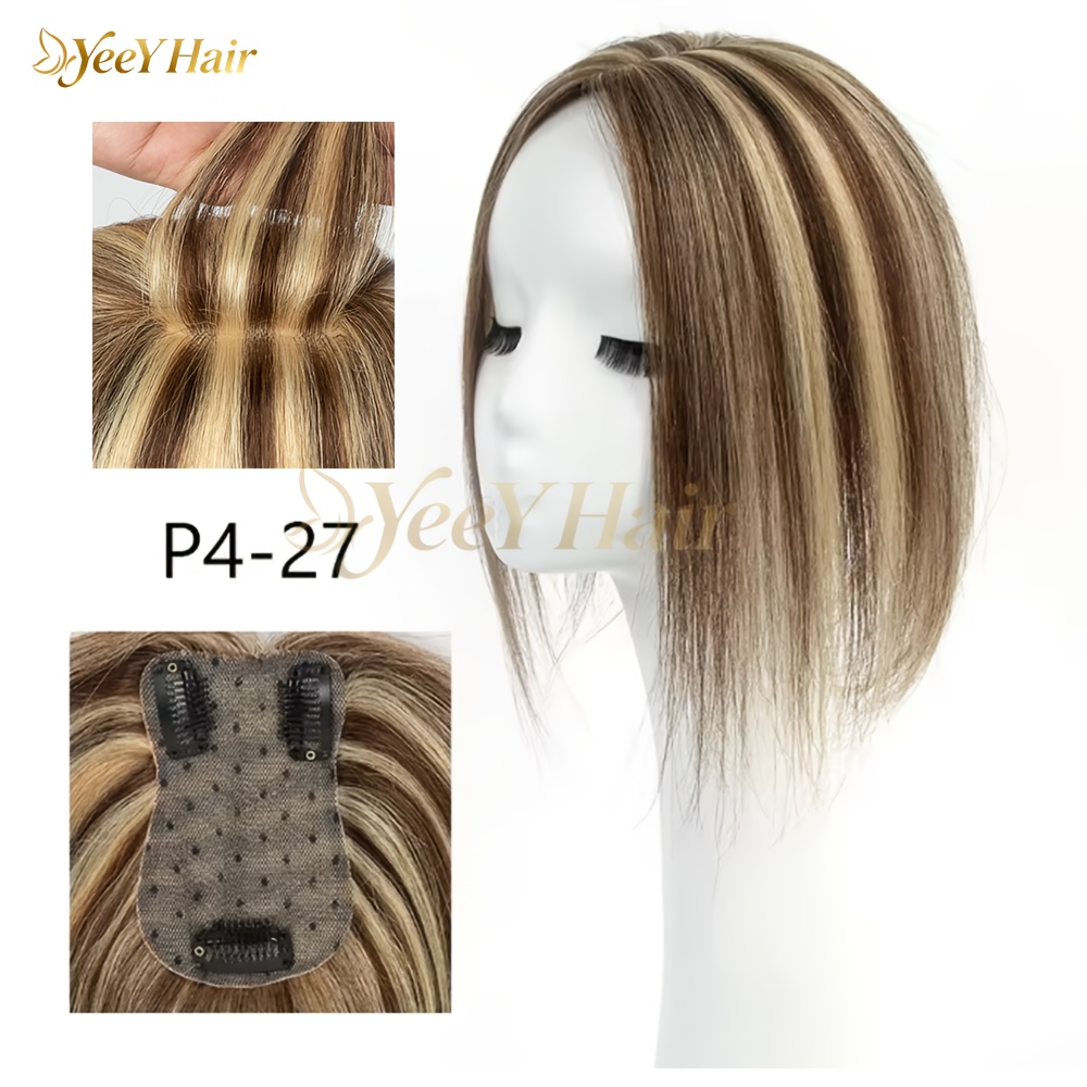 Real Human Hair Topper No Bangs 8 Inch Volume for Thinning Hair Amazon.com : Hairro 100% Human Hair Topper No Bangs, Real  main image 4
