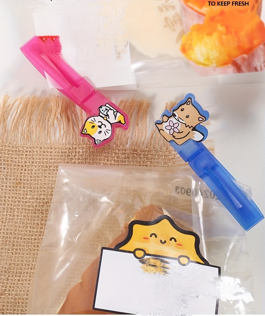 6 pack cute animal pattern plastic food bag clips kitchen seal clamps for bags tea milk snack sealing tool   accessories Product details 4
