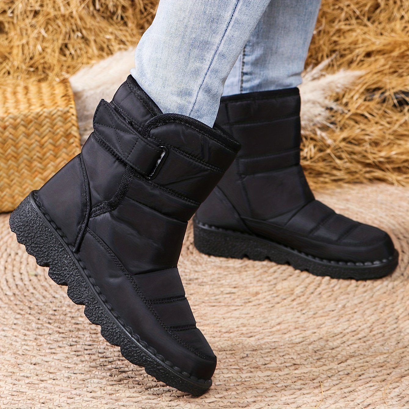 

Women's Plus Size Snow Boots, Sizes 36-45, Ultra Thick Cotton, Winter Fleece Lined Warm, Thick Sole, Waterproof, Anti-slip Shoes