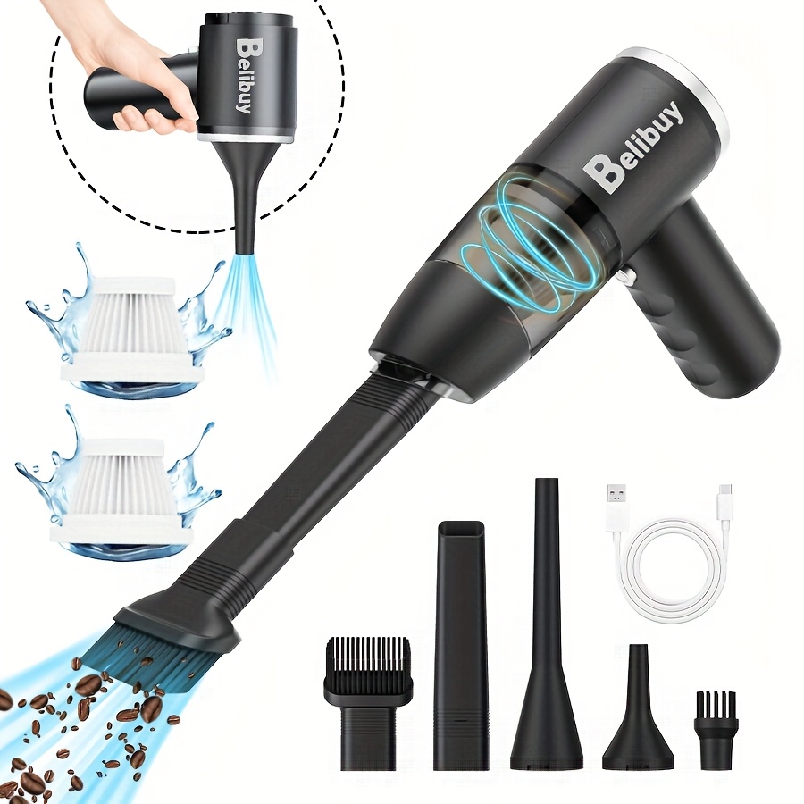 TEMU Portable Car & Home Handheld Vacuum - 2-in1 Blow & Suction, Usb Charging, Operation. Heavy-duty For Auto, Office & Household Cleaning.