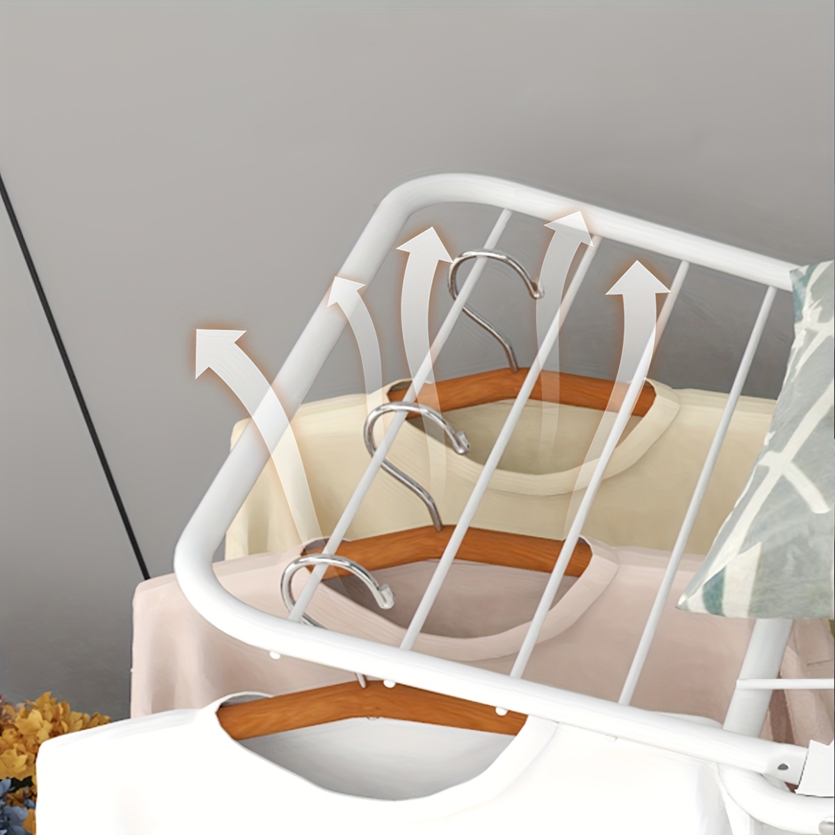 orz soporte de   de ropa plegable ajustable con ruedas - estante de lavandería de metal resistente con diseño portátil que     para uso interior/exterior, almacenamiento compacto y   rápido, estante de   de ropa,   de   interior, construcción  , estantes de   1