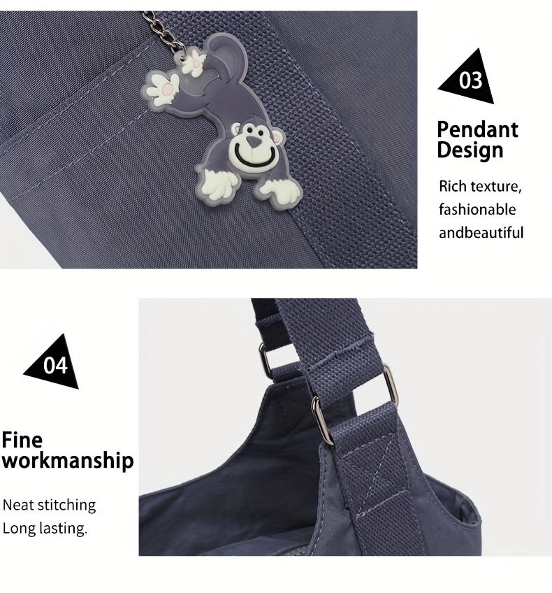 womens   dumpling bag large capacity casual nylon tote with zipper closure adjustable shoulder strap and metal rings versatile black bag for daily   and travel featuring a   Product details 8