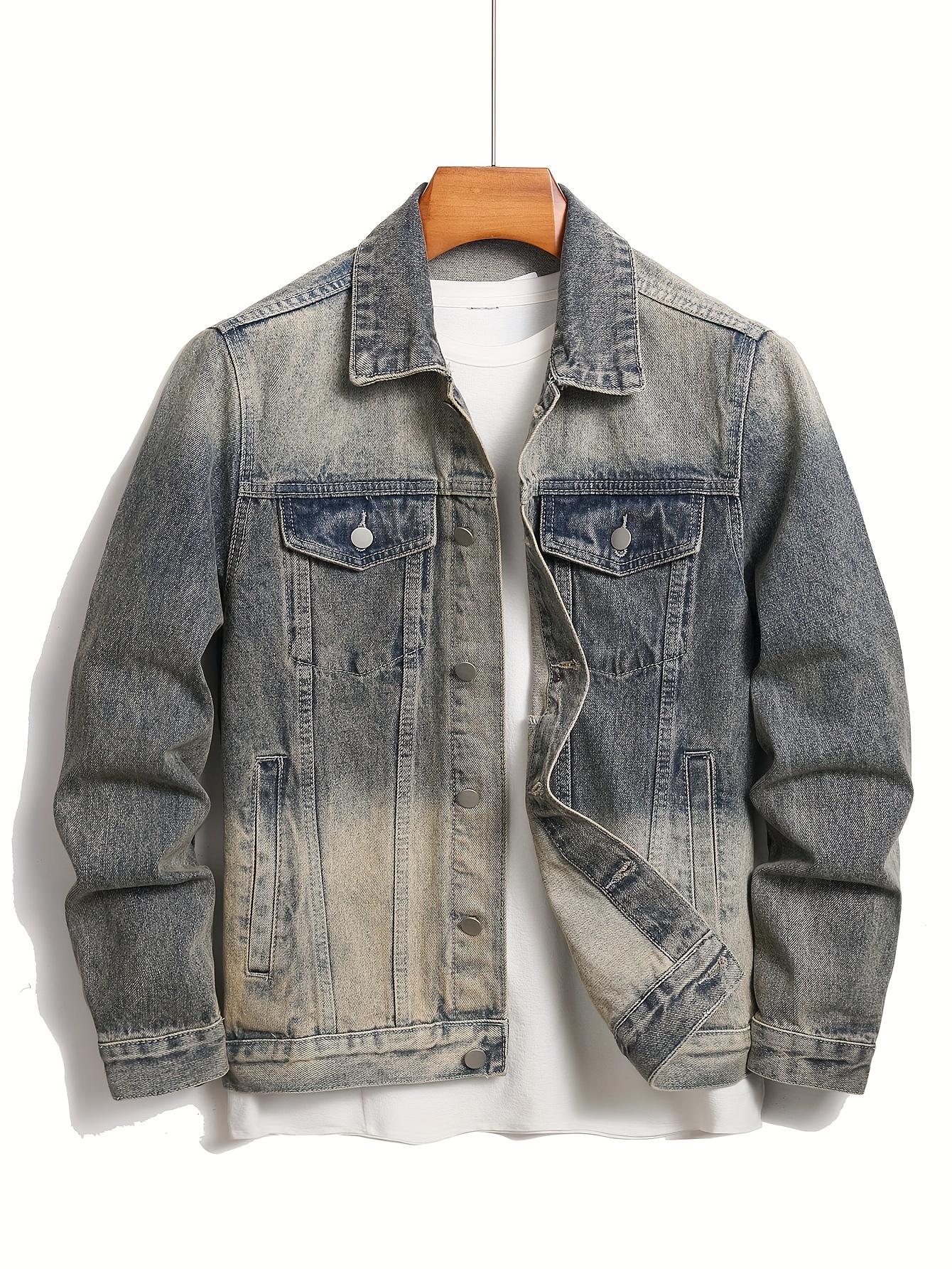 Men s Fashion Street Style Distressed Denim Jacket Men s Stylish Comfy Coat For Spring Autumn Wear