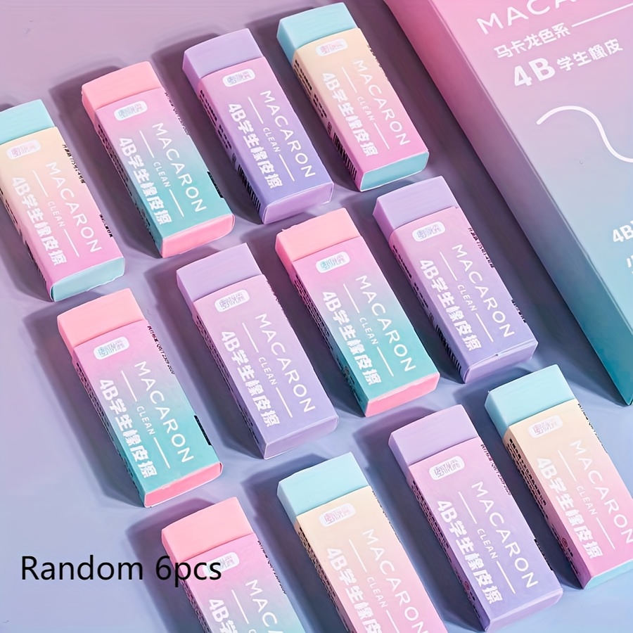 TEMU Gradient Color Erasers - 6pcs/20pcs 4b Rubber Erasers, Minimal Dust, Clean Smudge-free Erasing For Art And Drawing, Professional Quality Erasers