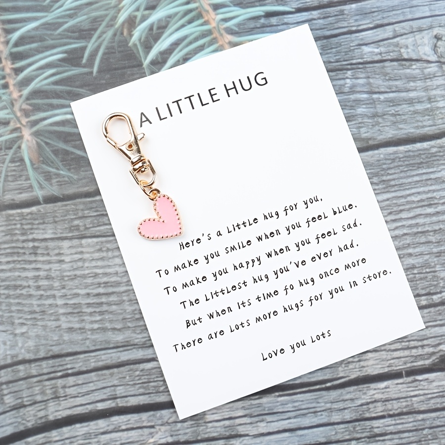 Image of A Little Hug Easy Heart Shaped Keychain - Trendy Golden Alloy Bag Charm For Backpack, Hanging Pendant - Perfect Gift For Girlfriend, Mom, Or , Daily Use Accessory