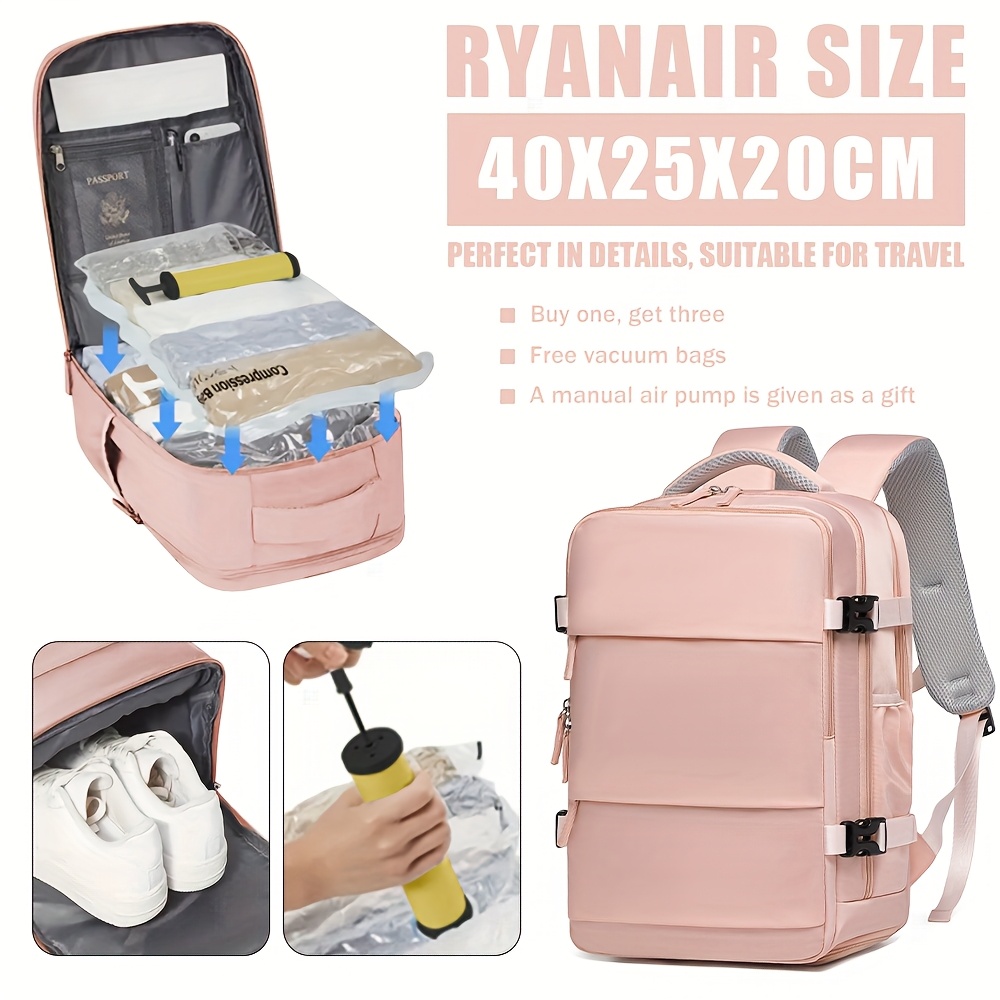TEMU Un ensemble de sac à dos de voyage multifonctionnel comprenant un sac à vide séparé et une pompe à air manuelle, répondant aux normes aériennes