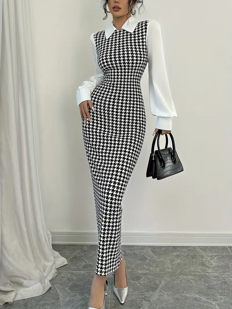 elegant long sleeved dress a fitted silhouette - Temu elegant long sleeved dress a fitted silhouette - Temu