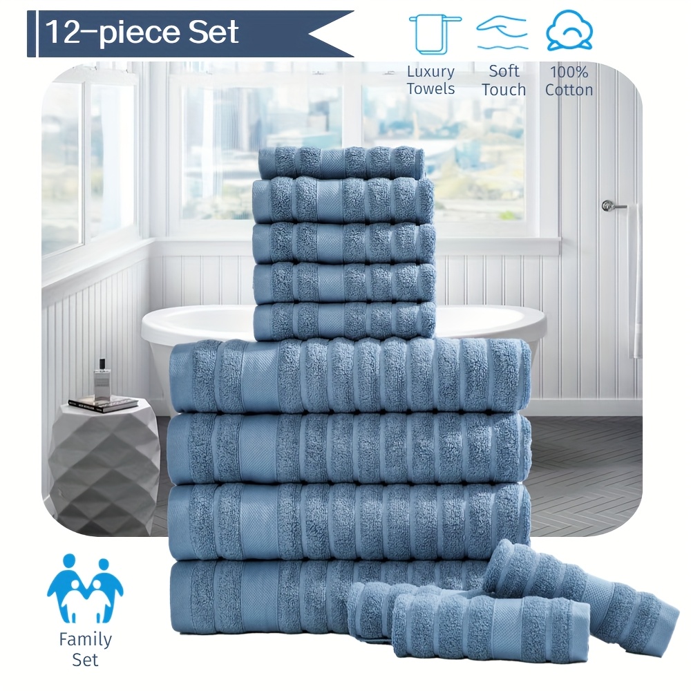 12pcs cotton towels set washcloths hand towels bath Temu
