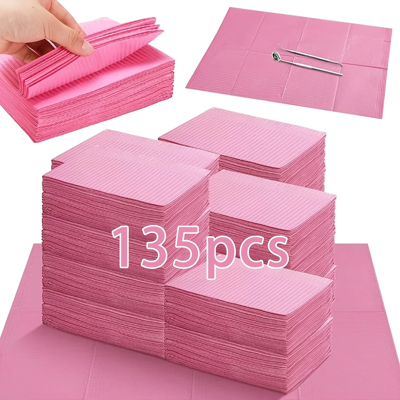 TEMU Bavoirs jetables, bavoirs roses 3 épaisseurs pour 13" x 18'', protège-plateaux