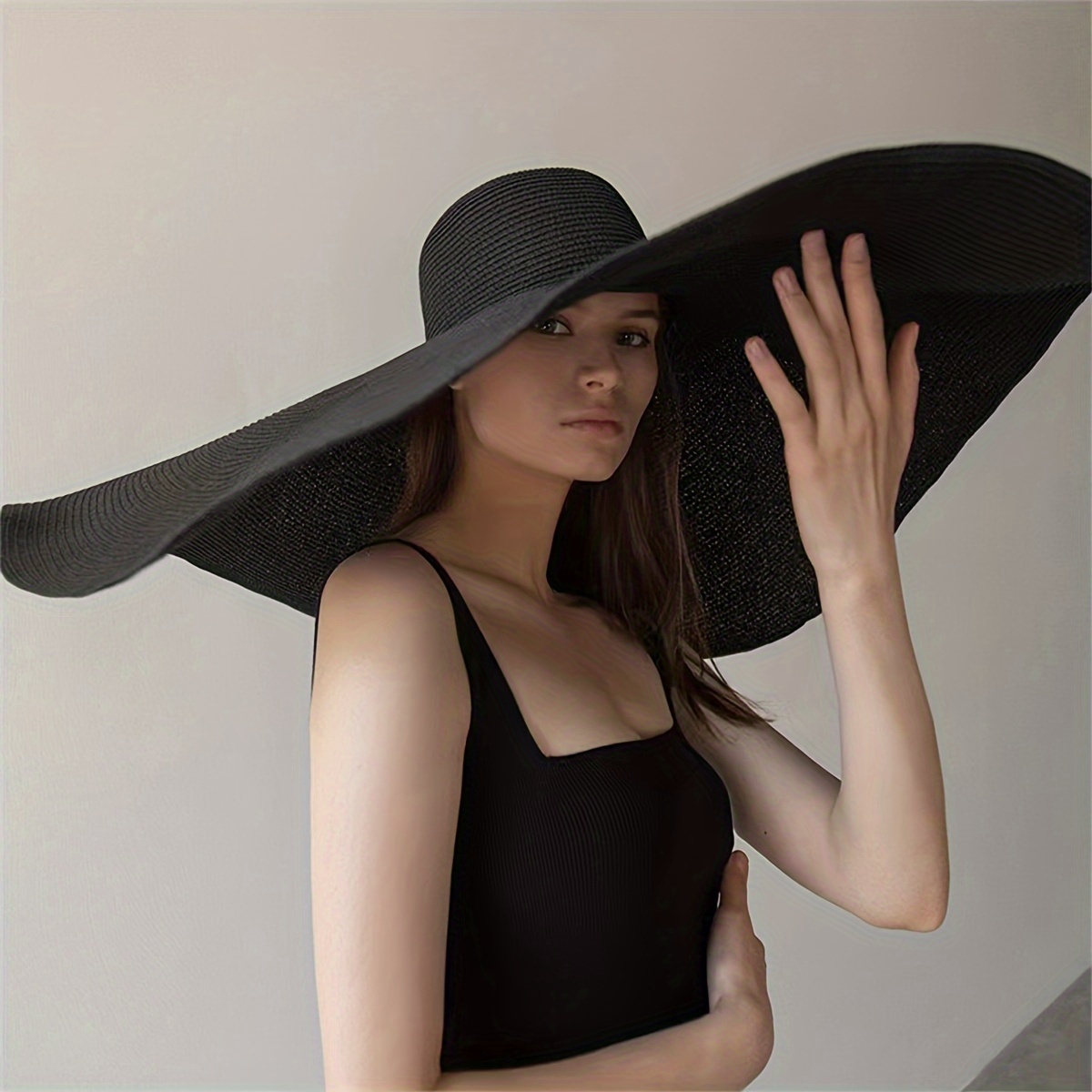 oversized sun hat extra wide brim straw hat - Temu display picture 1