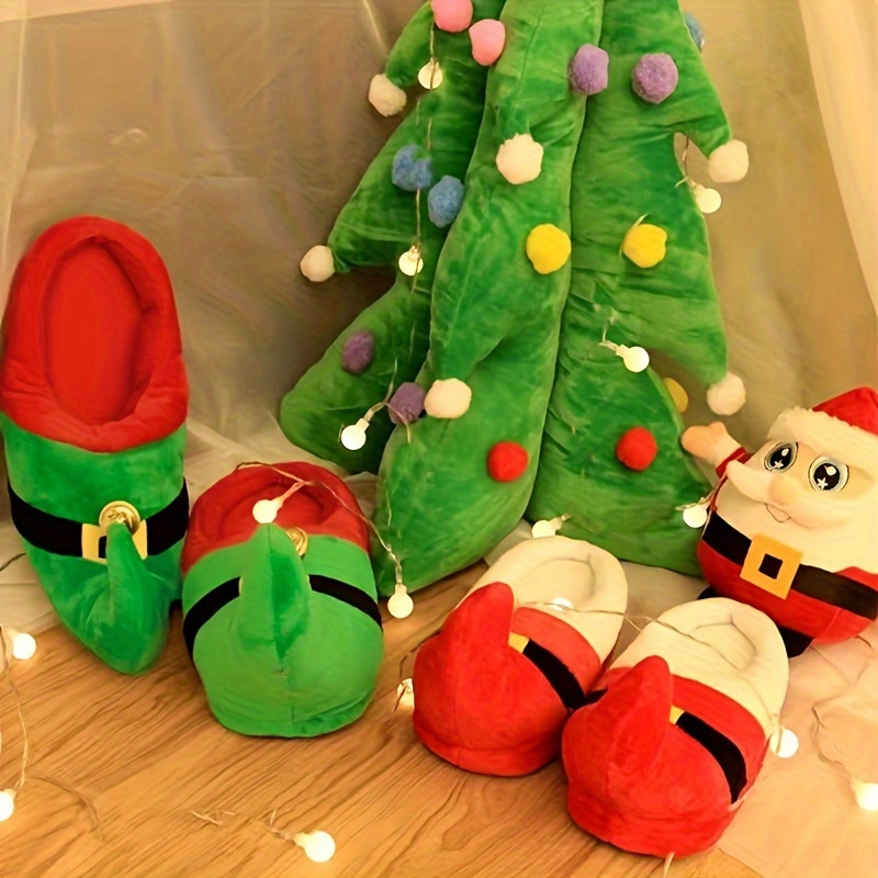 zapatillas navideñas mujer diseño campana elfo zapatos casa Temu