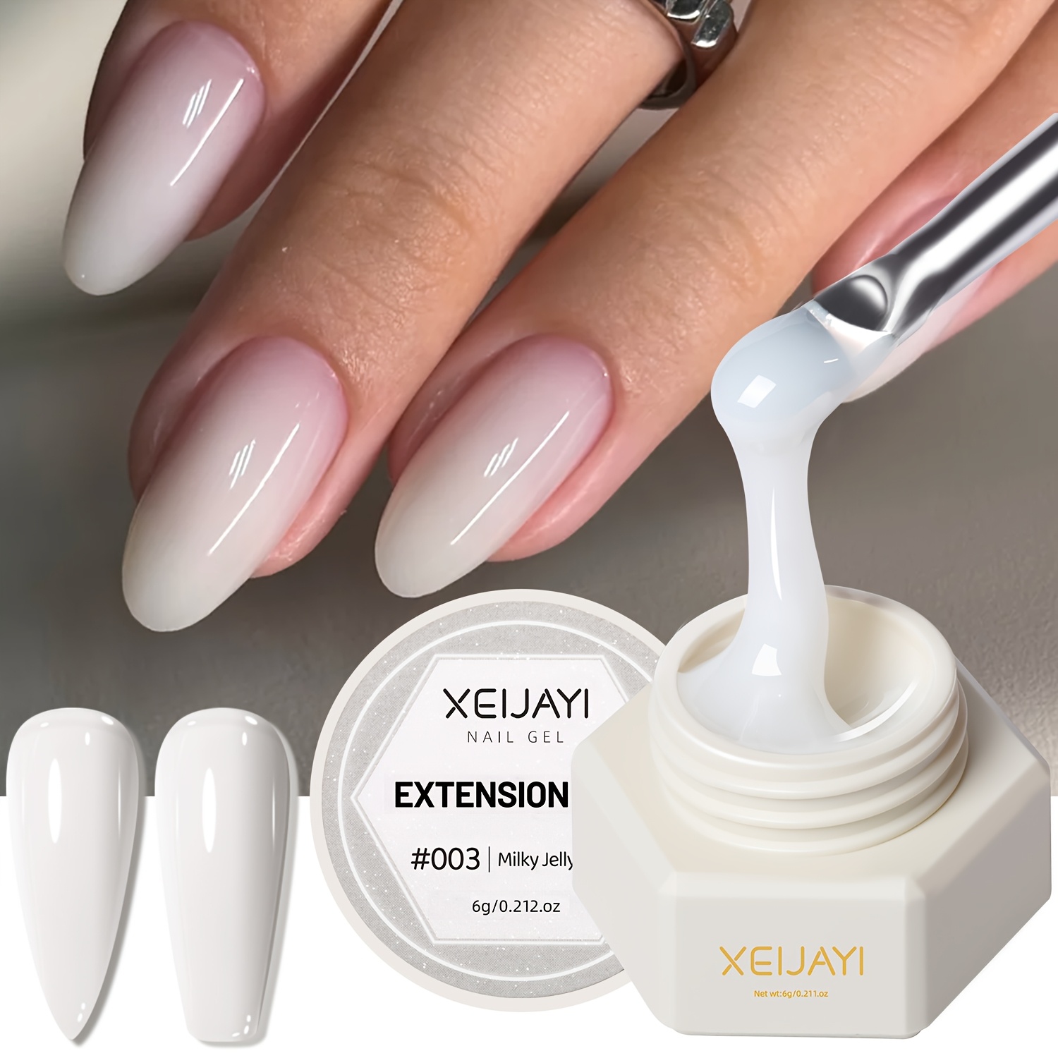 1pc 6g Solid Builder Gel For Nails, Extension Hard Nail Gel, Non-sticky Hand Nail Sculpture Gel, Acrylic Extend Nail Gel For Nail Art
