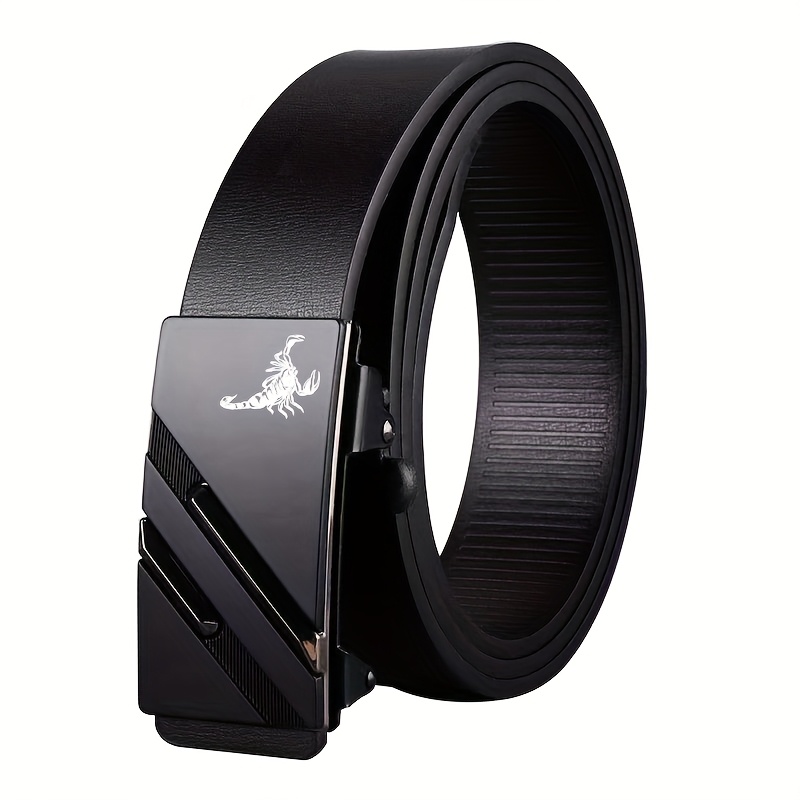 Men's Scorpion Pattern Black Automatic Buckle Belt Set