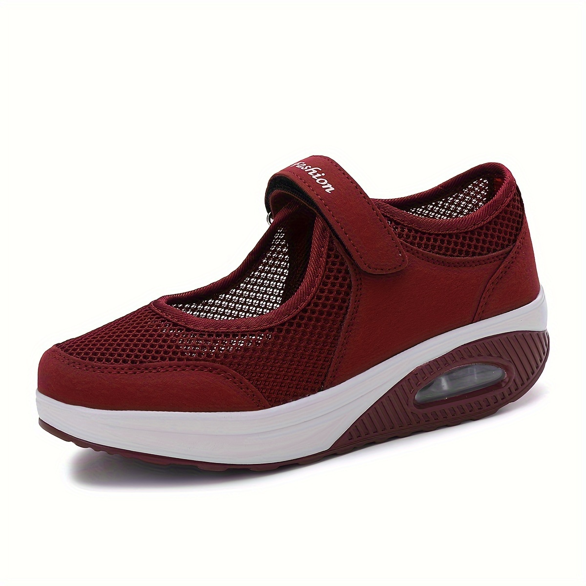 Backless Mesh Sneakers Air Cushion Slip on Walking Shoes Hook & Loop Fastener