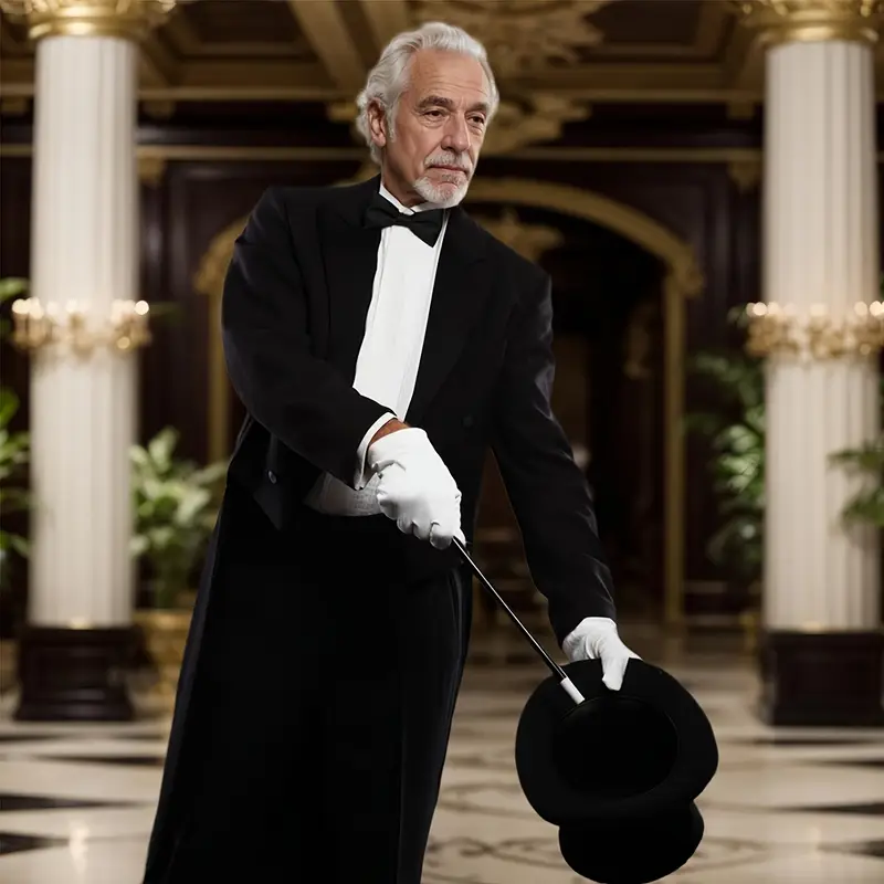 Costume Magicien Adulte 4 Pièces – Chapeau Haut De Forme, Baguette, Gants & Nœud Papillon – Idéal Halloween, Cosplay, Spectacle