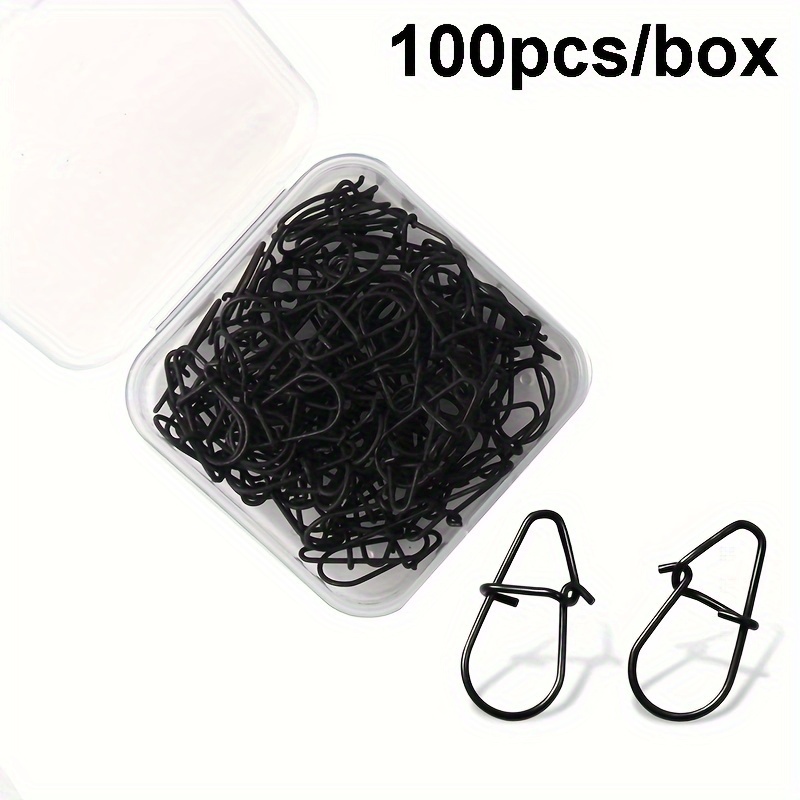 

100pcs/box High Strength Fishing Snap, Stainless Steel Fishing Barrel Swivel Lure Connector, Fishing Accessories