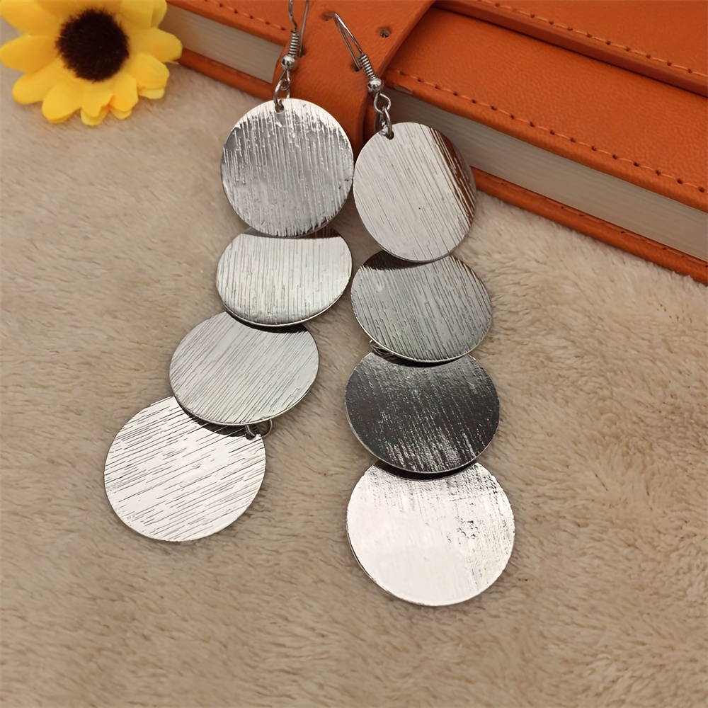 Image of Dangling Earrings Made Of Unique Metal Discs A Strong Sense Of Quality, Combining With , Effortlessly Enhancing 's Style, Without Battery