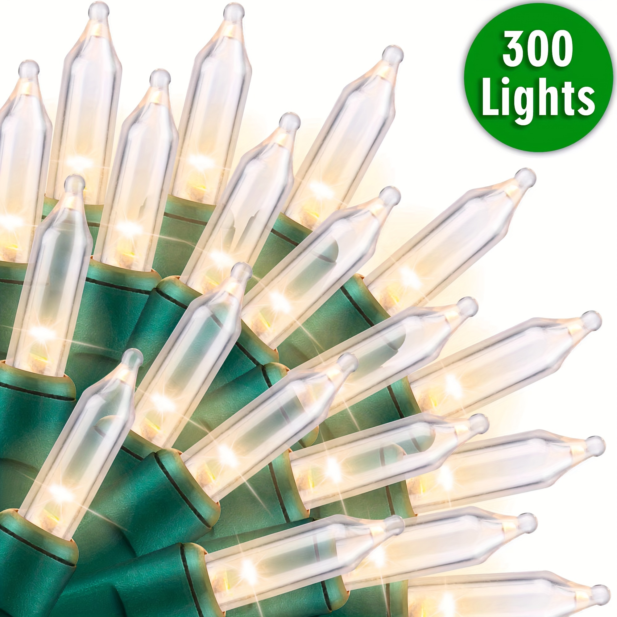 

300lights 58.8ft3pk Of 100l Extendable Warm White Christmas Lights Decoration Certified Mini Bulb String Lights Set For Outdoor Christmas Tree Garden Holiday Party Decor