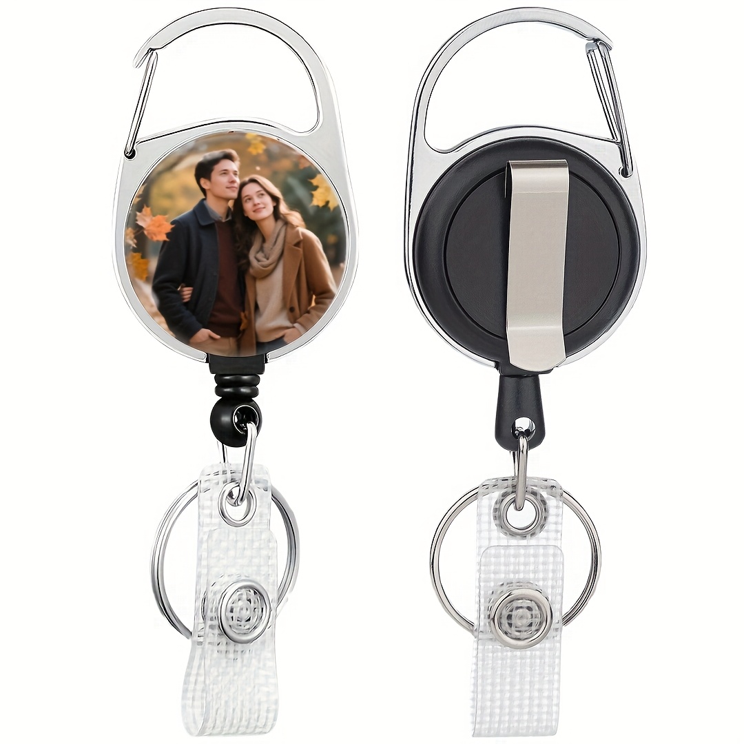 Image of A Customizable Retractable Id Badge Holder With A Rotating Clip, Personalized Retractable Badge Reel, Id Holder Keychain Name Badge Clip, Perfect Gifts For Nurses And Teachers.