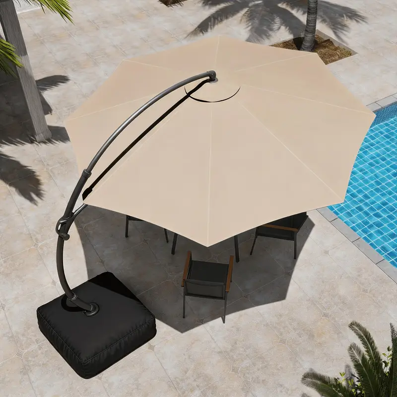 * Outdoor Patio Umbrella with Base Included, 11Ft Deluxe Curvy Cantilever Umbrella Heavy Duty Offset Hanging Umbrella with 360 Rotation for Market * Backyard Deck Market * Outdoor Patio Umbrella with Base Included, 11Ft Deluxe Curvy Cantilever Umbrella Heavy Duty Offset Hanging Umbrella with 360 Rotation for Market * Backyard Deck Market
