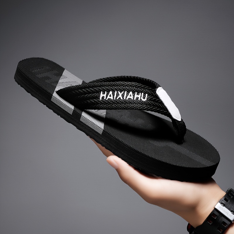 Sandalias para hombre con diseño de bloques de color antideslizante  y cómoda, material EVA, diseño negro y con