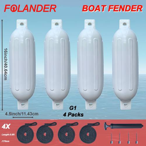 item picture 4 packs boat fender with fender ropes bump boat pvc fender suitable for boat yacht fishing boat