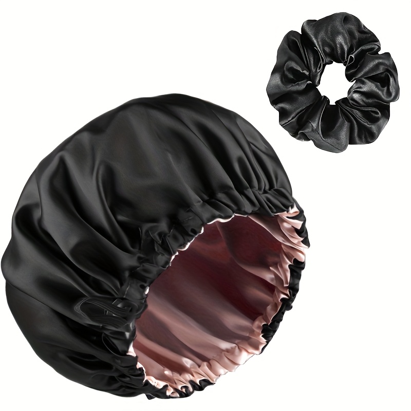E-shop 2/ Muyky Satin-Schlafhaube für Frauen Männer – Doppelschichtige, verstellbare Hauben für lockiges Haar