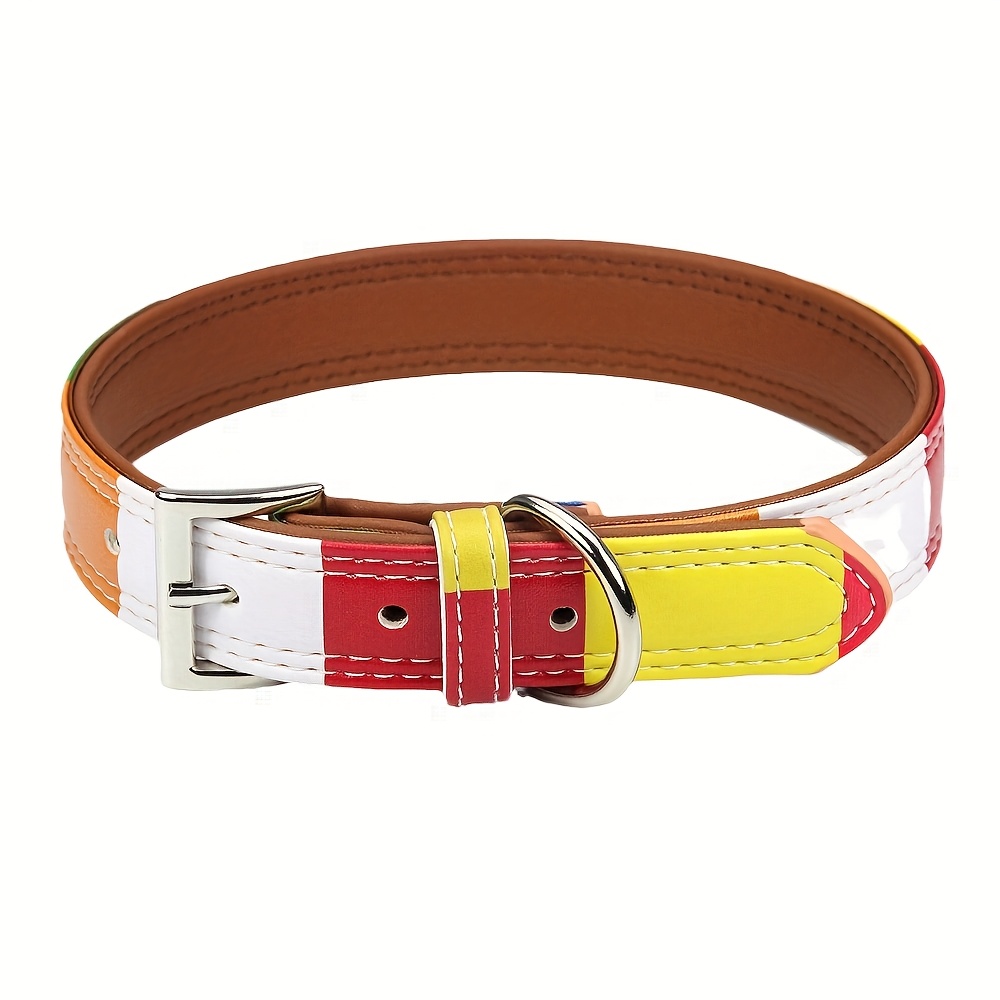 Customized Rainbow Checkered Pet Collar with Adjustable Safety Straps
