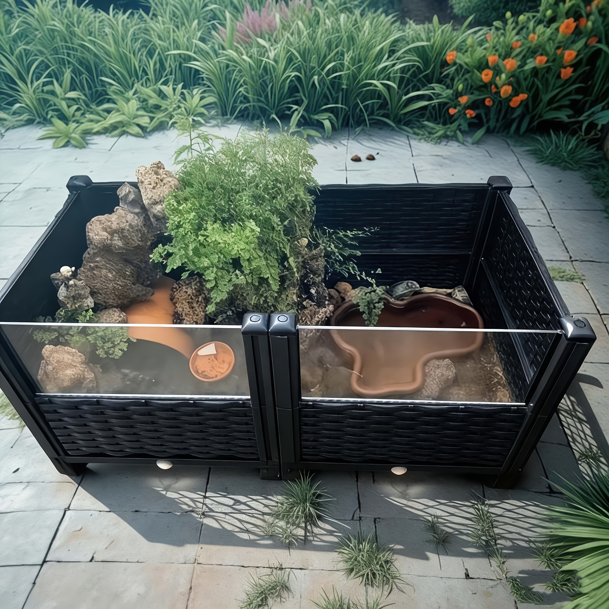 Habitat Per Tartarughe In PC Trasparente, Con Piattaforma Basking E Design A Più Livelli