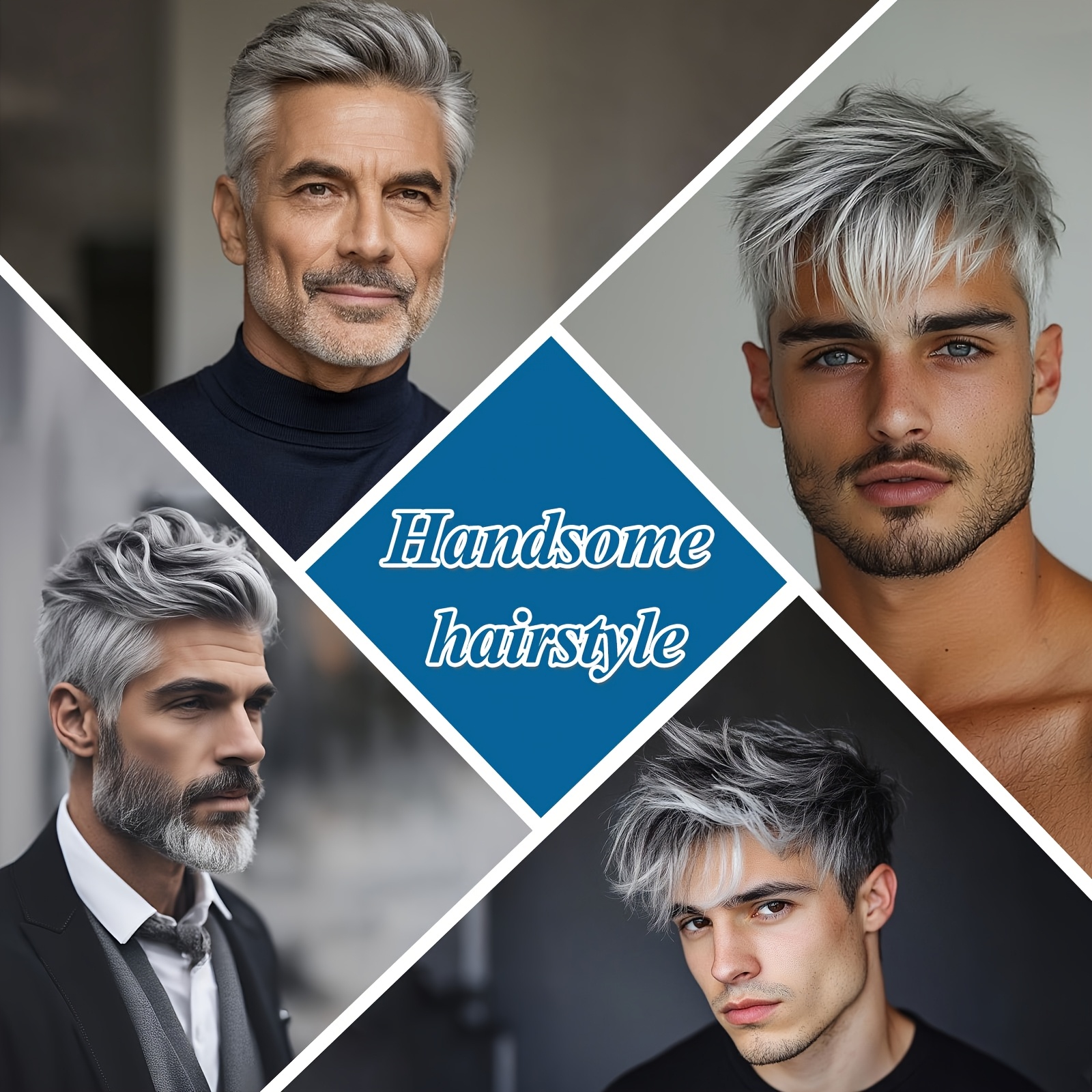 Perruque Courte Homme – Gris – Cheveux Humains – Mesh Poly – Style Naturel – Ref PIERRE 44