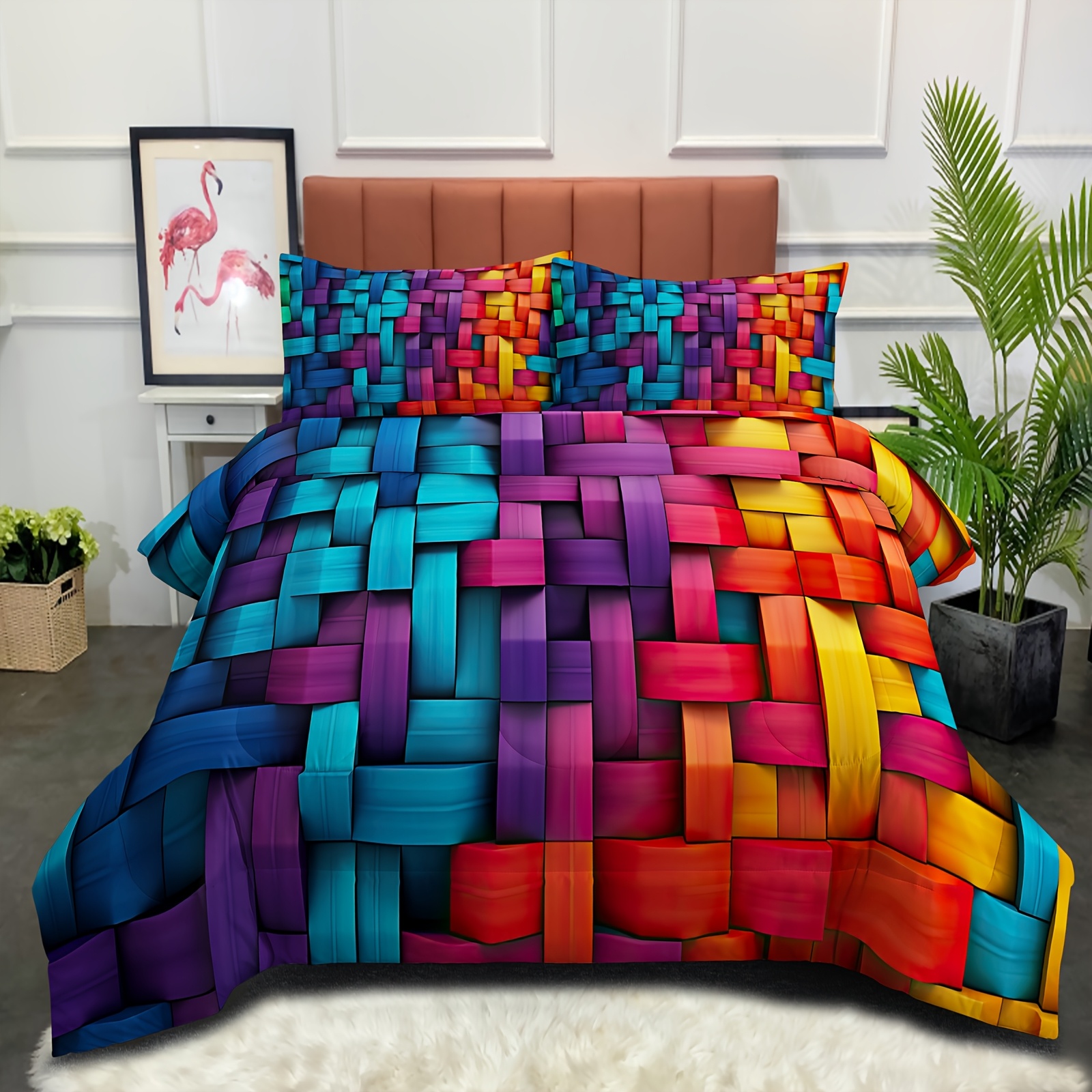 TEMU Colorful Pattern Bedding Set, Bedding Set, Bedding Sets