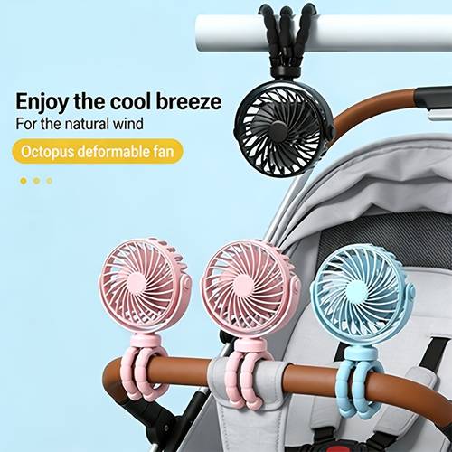 3 color 1pc rechargeable portable octopus mini fan with handheld cooling fan hook stand and packaging suitable for outdoor use desktop necklace etc