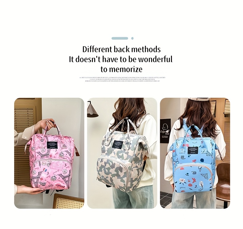 Mochila y Bolso Maternal Multifuncional de Gran Capacidad | Estampado Lindo, Tela Oxford, Color Mezclado, Bolso de Espera para Madres Expectantes