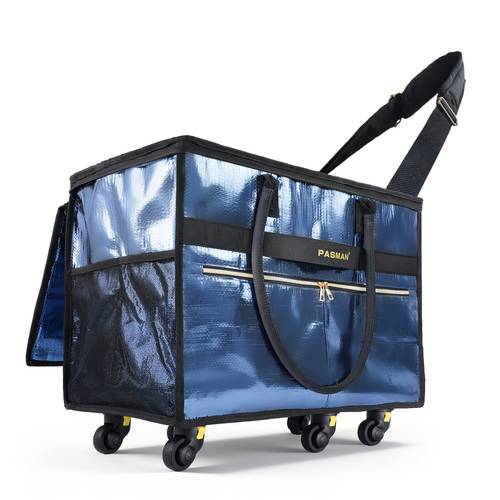 reusable grocery bag on 6 wheels foldable rolling tote bag with removable baseboard heavy duty shopping cart for laundry market and travel