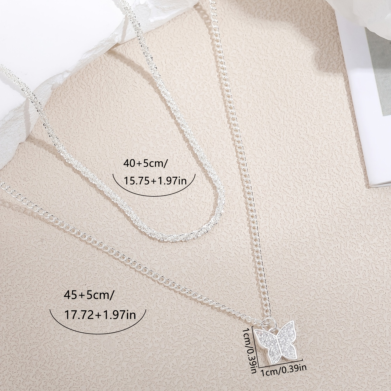 Double Layer Stackable Butterfly Pendant Necklace