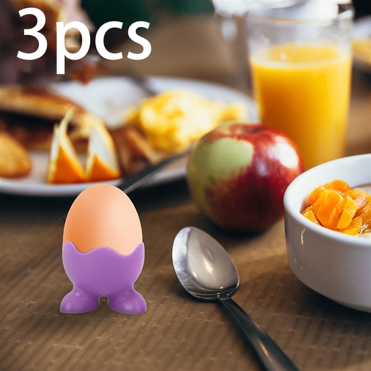 

Silicone Egg Cups Set - 3pcs Creative Soft Egg Holders For Kitchen And Dining, Decorative Boiled Egg Stands For Breakfast Brunch