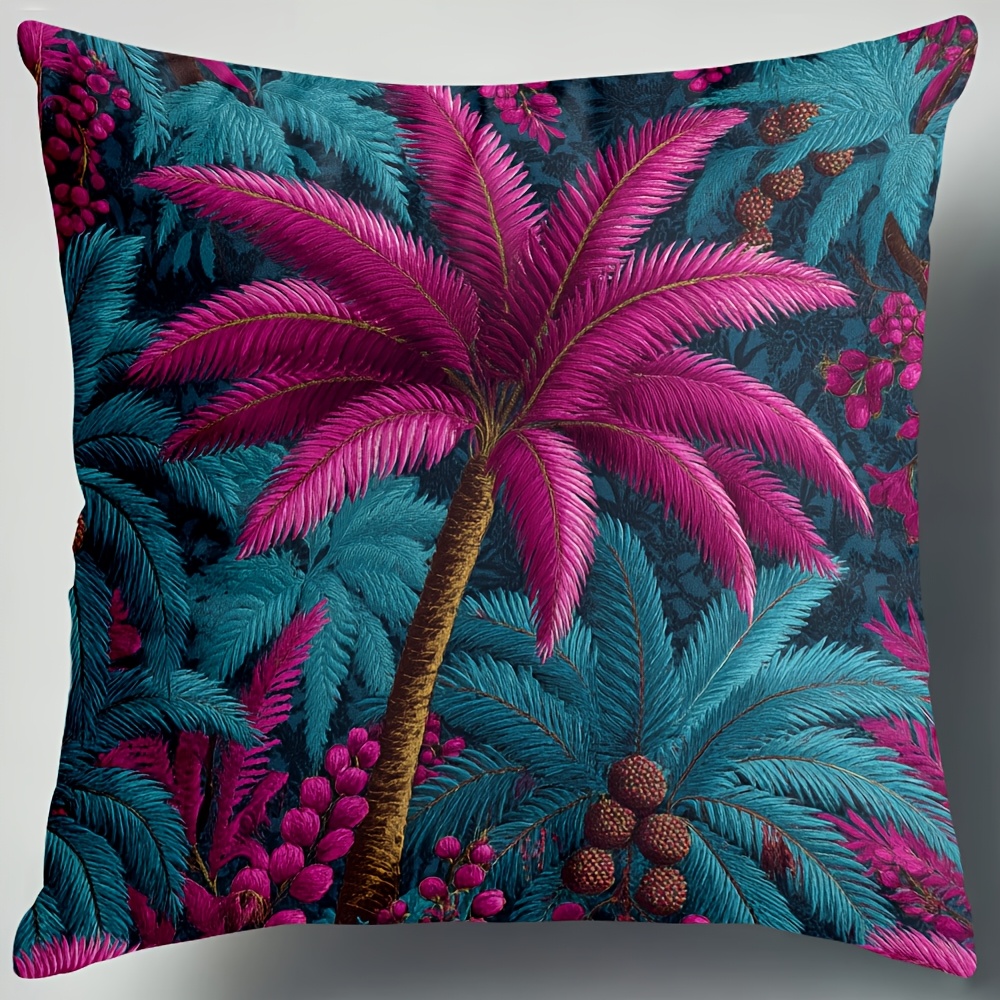 4pcs   leaf throw pillow covers double sided printed cushion covers with hidden zipper closure machine washable teal green pink purple blue for living room dorm halloween decor no embellishments needed home decoration gift ideas dorm room accessories vibrant patterns   decorative pillows interior designers Product details 0
