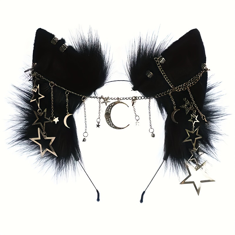 

Exotic Metal Hair Accessories Plush Ears Dark Hair Hoop Expansion Party Props Dress Up Headwear