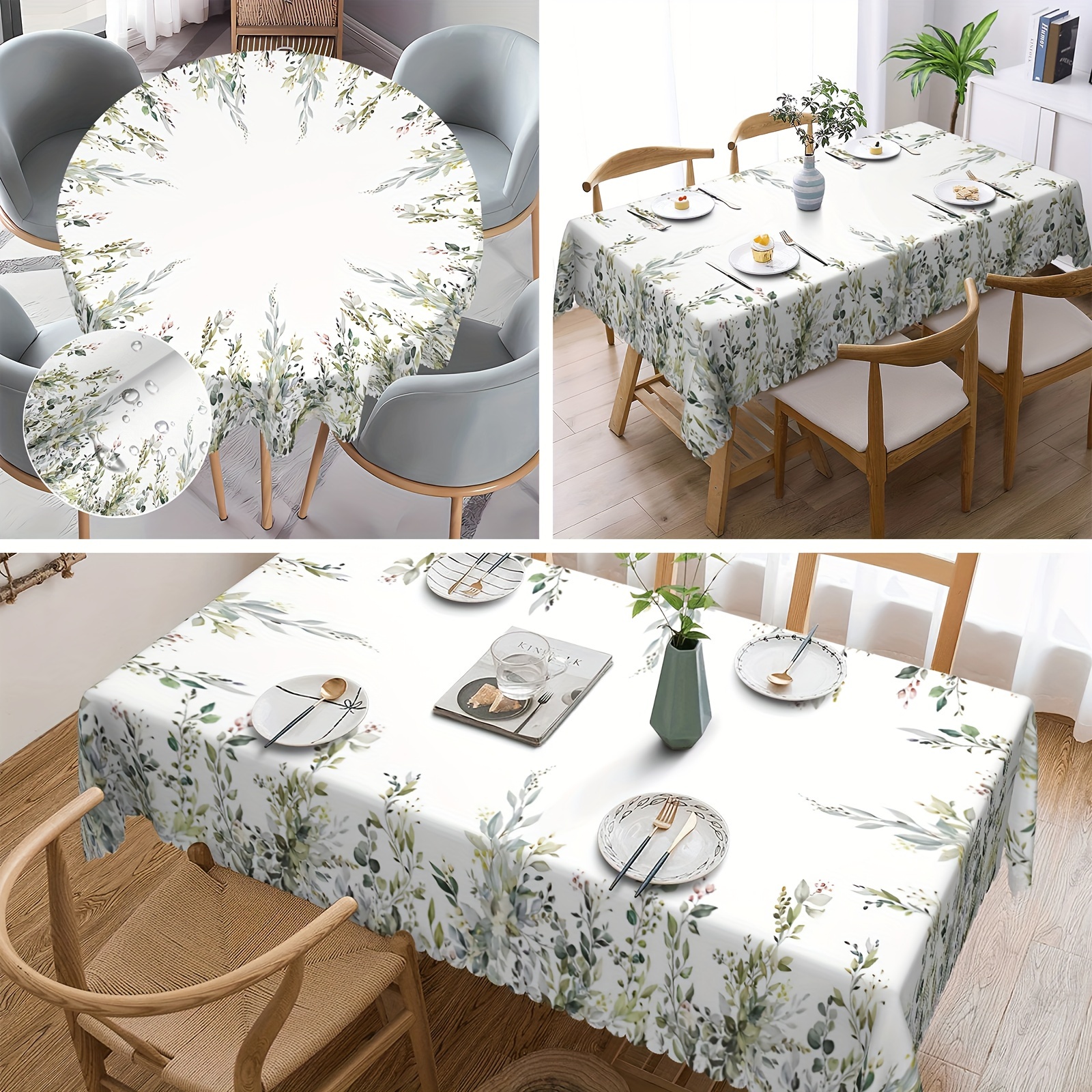 

1pc Round/square Tablecloth, Spring Flower Table Cloth, Floral Pattern Tablecover, Waterproof Stain Wrinkle Free, Indoor And Outdoor Table Cover, For Home Kitchen Dining Decoration