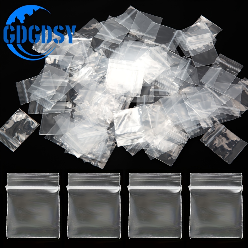 Image of 200pcs Mini Zip Design Baggies - Reusable Transparent Small Plastic Zipper Bags For Packaging