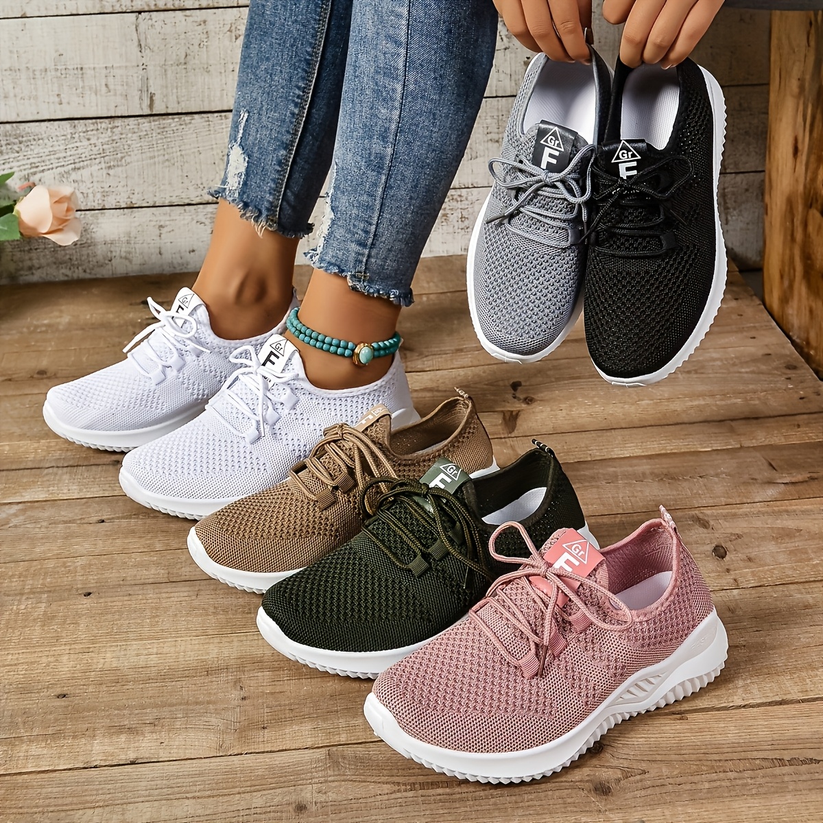 Damen Sportschuhe Fitness Laufschuhe Atmungsaktiv Mesh - Leichte Bequeme Sneaker