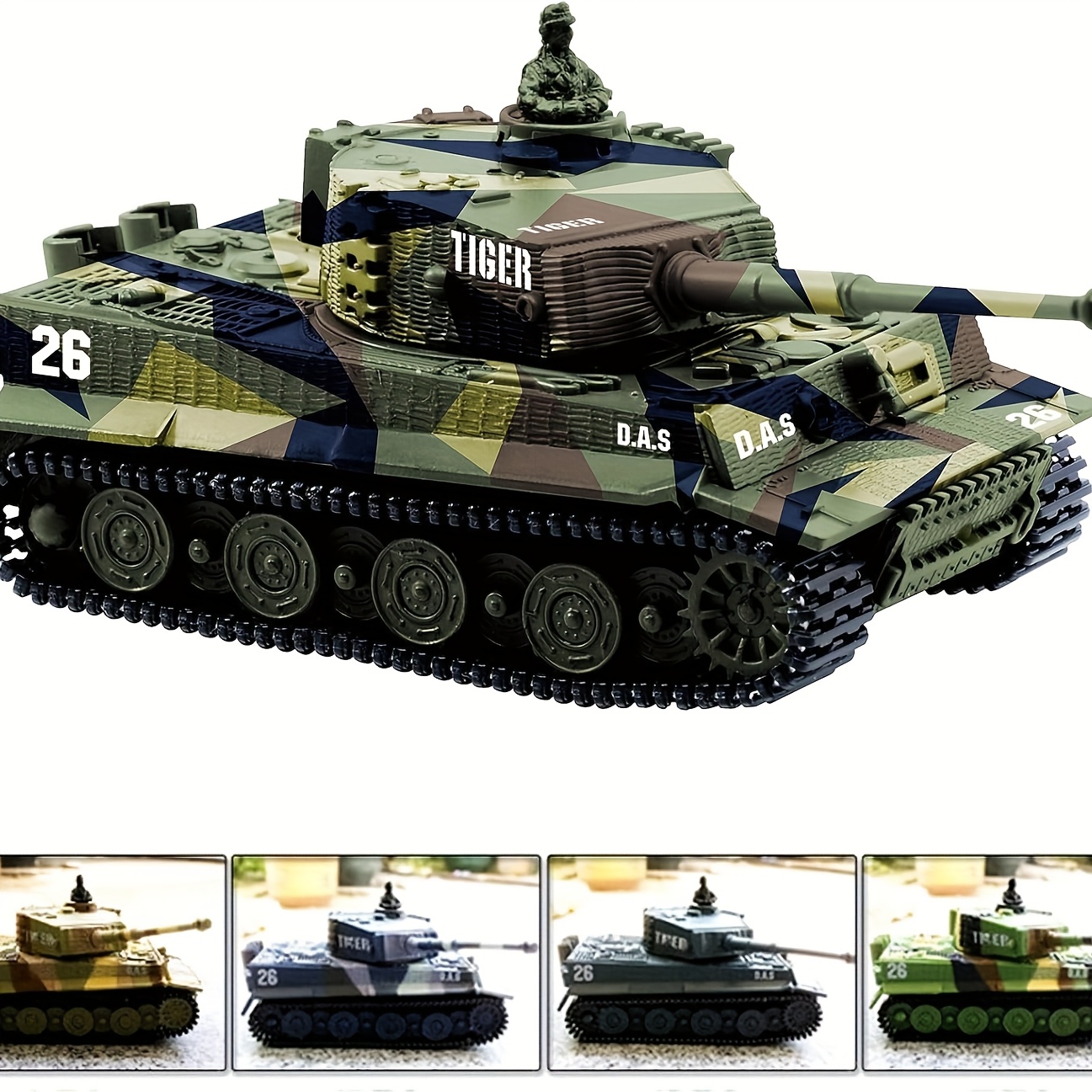 Remote-Controlled Mini RC Tank 72 Tiger I with a Rotating Turret And Sound Features.