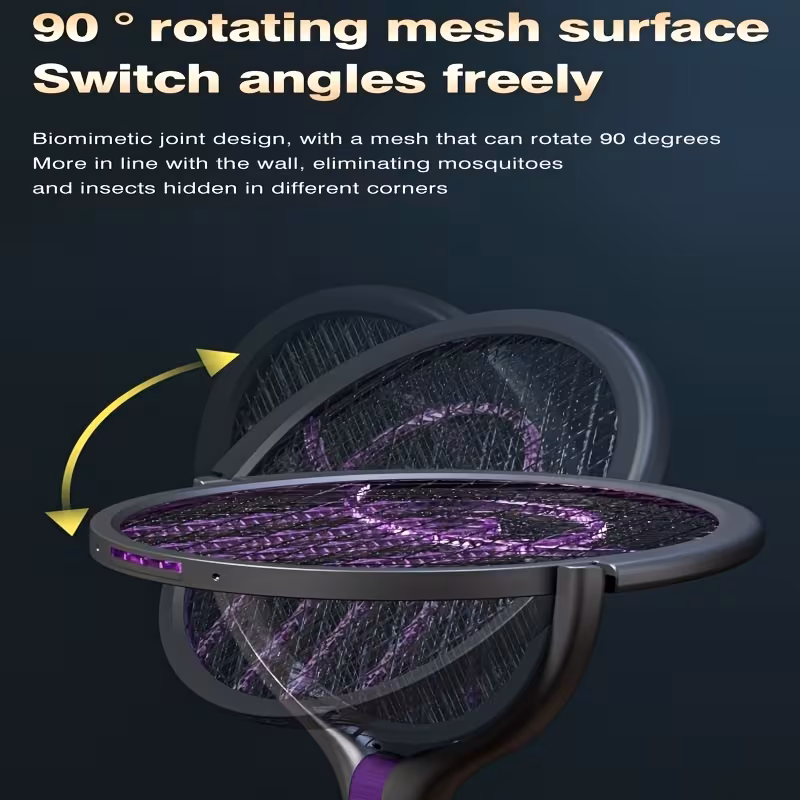 new arrival retractable extended electric fly swatter racket 2 in 1 smart bug zapper and generator with usb rechargeable base powerful trap lamp and fly killer for home bedroom Product details 9