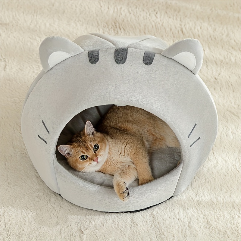 Cozy Cat Bed - Soft, Breathable Polyester Nest for All Seasons | Classic Style Kitten House with Cushion Mat | Ideal for Small to Large Cats, Cat Basket, Sleep Basket