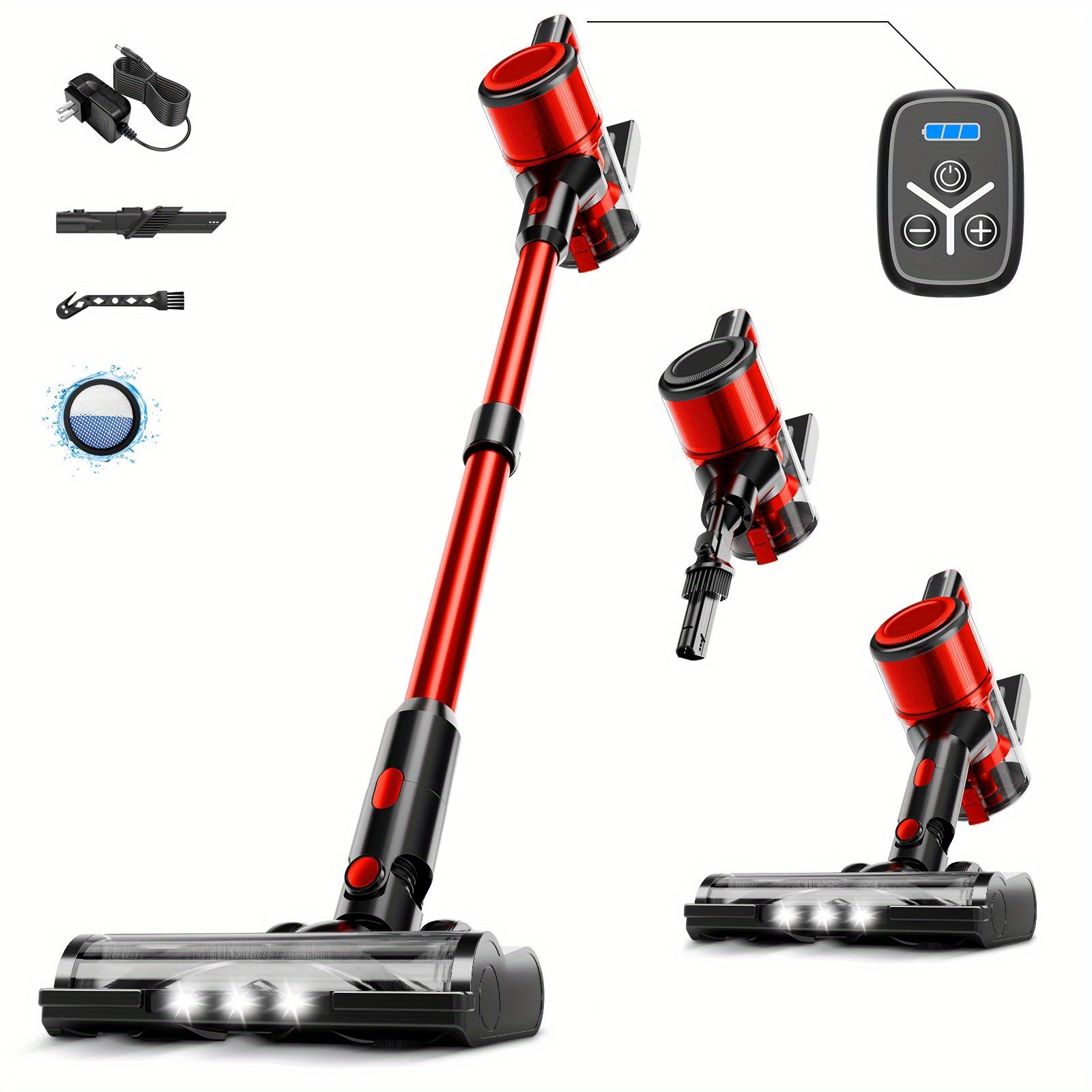 TEMU Cord And Cordless Vacuum Cleaner For Home, Max 70kpa Stick Vacuums Lightweight, Some Have With Detachable Battery Display, Max 45mins , 8in 1