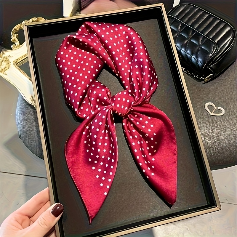 A New Polka-dot Patterned Square Scarf, 27.5 Inches, Stylish And Versatile, Made Of Polyester Fiber With A Texture, Perfect For Daily