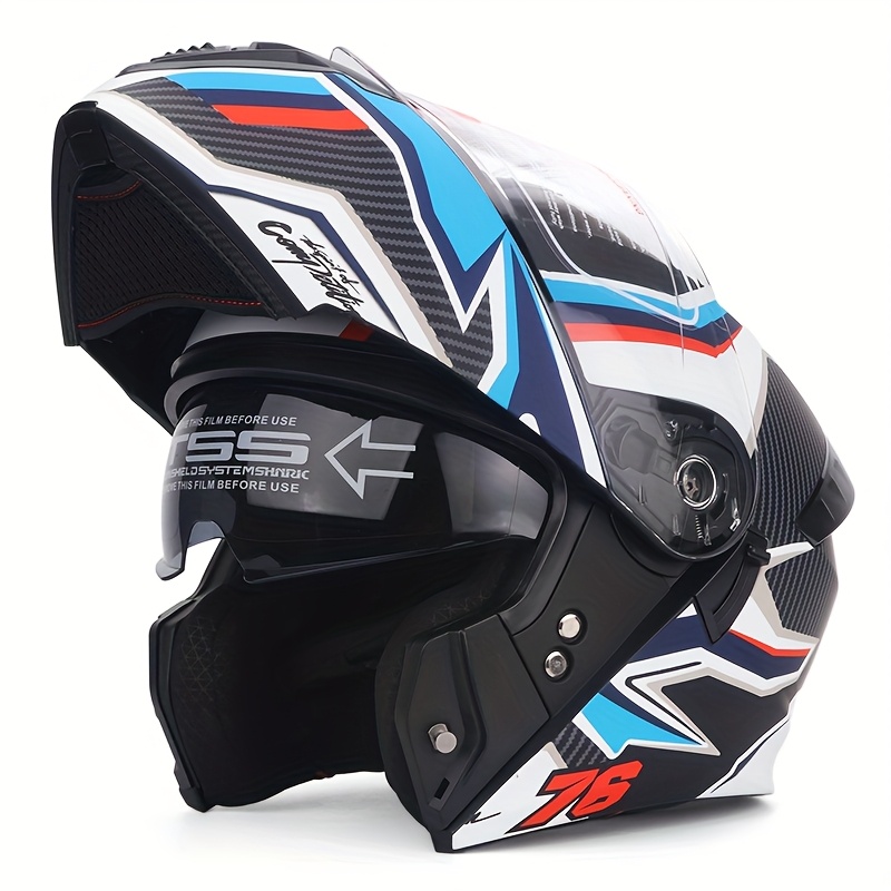 colored shield on graphic motorcycle helmets HJC C91 Kaon Modular Motorcycle Helmet with Retractable Inner Sun Shield  (Kaon MC-3H)