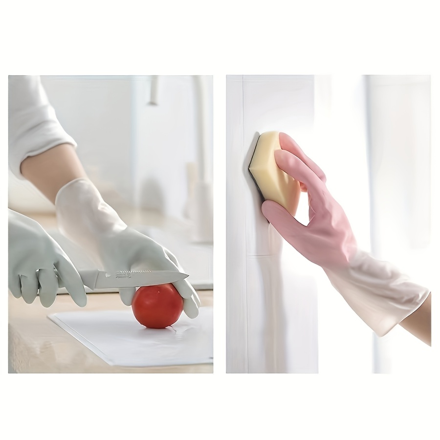 a pair of premium waterproof kitchen dishwashing gloves, designed for non-slip household tasks,   laundry gloves, cleaning supplies. details 2